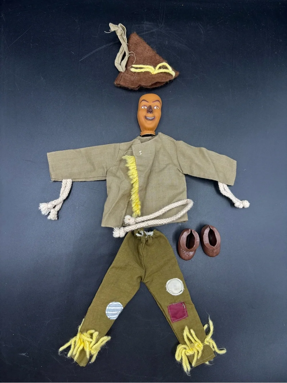 Vintage Scarecrow Costume Ken Doll Wizard of Oz Dress Up Mask Boots Outfit